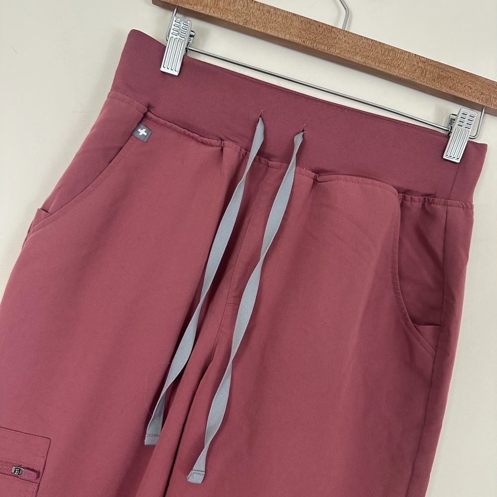 Figs Zamora Jogger Scrub Pants Maroon Stretch Tapered Leg Medical Womens Small